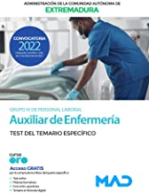 Auxiliar de Enfermería de la Administración de la Comunidad Autónoma de Extremadura (Personal Laboral Grupo IV). Test del temario específico