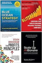 Blue Ocean Strategy Expanded Edition [Hardcover], Blitzscaling, The Profits Principles, Scale Up Millionaire 4 Books Collection Set