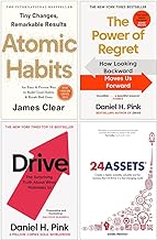 Atomic Habits, The Power of Regret, Drive & 24 Assets Collection 4 Books Set