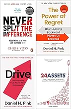 Never Split the Difference, The Power of Regret, Drive & 24 Assets Collection 4 Books Set