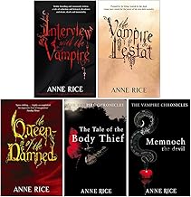 Anne Rice Vampire Chronicles Series 1-5 Books Collection Set (Interview With The Vampire, The Vampire Lestat, The Queen Of The Damned, The Tale Of The Body Thief, Memnoch The Devil)