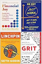 Financial Joy, Just Work [Hardcover], Linchpin Are You Indispensable? & Grit 4 Books Collection Set